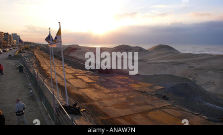 dike construction for amplifying the coast, Netherlands, Noordwijk Stock Photo