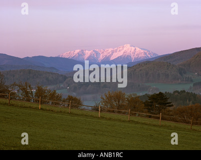 The mountain Schneeberg at sunset, Nöstach, Lower Austria, Austria Stock Photo