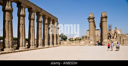 Egypt Luxor the temple the Great Sun Court of Amenhotep III with papyrus bundle columns Stock Photo