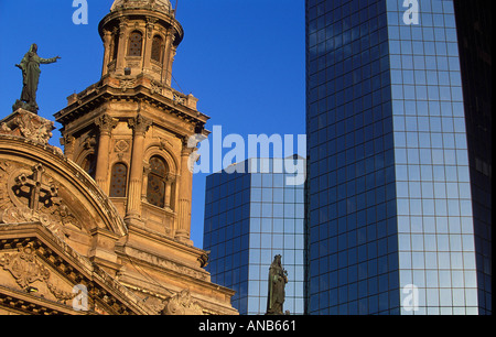 Cathedral modern building Plaza de Armas Santiago Chile Stock Photo