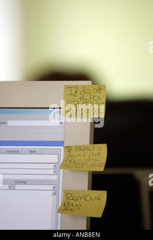 Post it note on computer screen on white background Stock Photo - Alamy