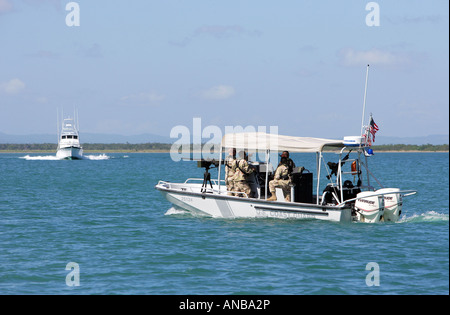 US Coast Guard on patrol in Guantanamo Bay, US Naval Station, Cuba Stock Photo