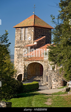 Usson's church and porch (Puy de Dôme - France). Eglise et porche d'entrée d'Usson (Puy de Dôme - France). Stock Photo