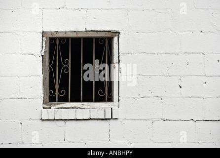 window opening bars concrete block Stock Photo