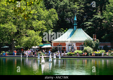 The conservatory water in central park Stock Photo