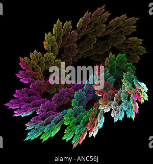 Abstract fractal image resembling a 3d feathered wreath Stock Photo