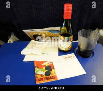 Inflight catering of Air France economy class, In Flight Stock Photo