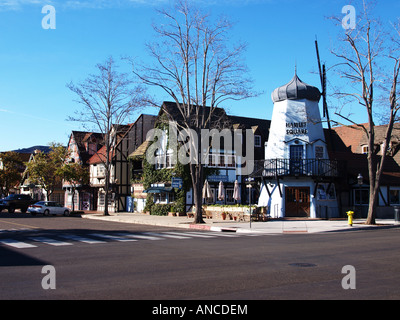 View of a main street of Solvang, CA. a Danish community in California. Stock Photo