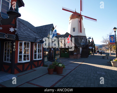 View of a main street of Solvang, CA. a Danish community in California Stock Photo