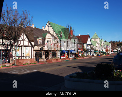 View of a main street of Solvang, CA. a Danish community in California Stock Photo