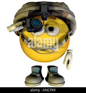Armee Smiley mit Kampfhelm army smiley with fight helmet Stock Photo