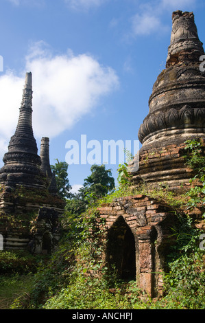 Myanmar Burma Northern Shan State hsipaw small Bagan ruins of ancient pagodas outside of town Stock Photo