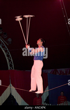 Gerry Cottles Circus highwire juggler act January 2008 At Crystal Palace London England UK Stock Photo