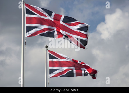 Two british flags, union jack flag, a pair of great britain flags ...