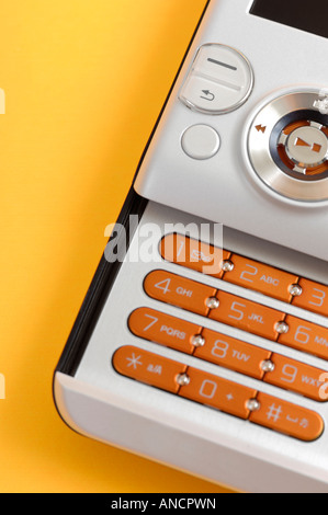 White Sony Ericsson W580i slider phone walkman cell phone close up Stock Photo