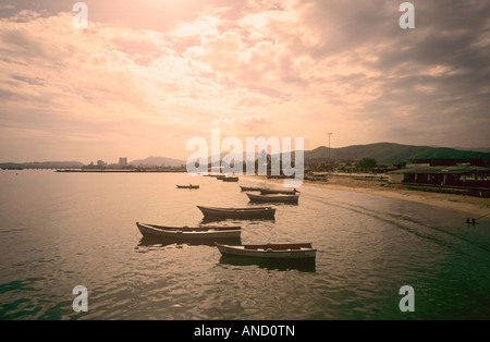 Fishing boats peacefully at anchor in Puerto la Cruz, Venezuela Stock Photo