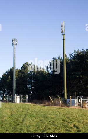 Mobile phone masts in the countryside of the Peak District in Derbyshire Stock Photo