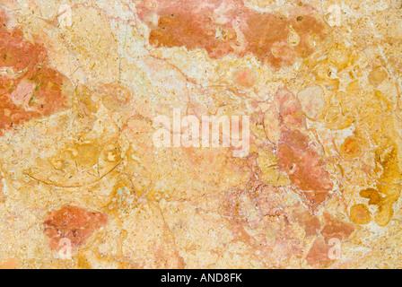 Marble countertop shows excellent detail of multi colored veins and patterns Stock Photo