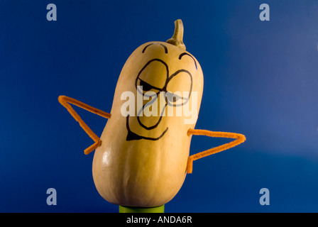 A butternut squash used as a funny character. Stock Photo