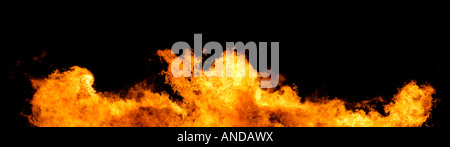 Massive wall of fire and flames on a black background Huge XXL file Stock Photo