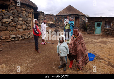 A typical village in Mokhotlong, Lesotho, Southern Africa Stock Photo