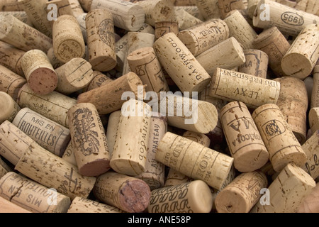 Used wine bottle cork stoppers Stock Photo