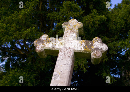 Gravestone in churchyard at All Saints Church in Church Lench Worcestershire UK Stock Photo