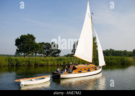 Sailing boat on the Norfolk Broads United Kingdom Stock Photo