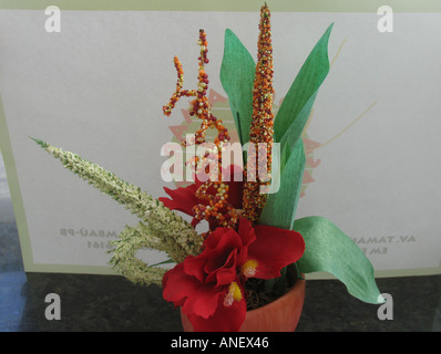 Fantastic Tropical Table Decoration near the Rounded Tambau Hotel Joao Pessoa BR Stock Photo