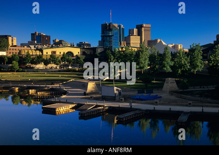 The Forks and Red River, Winnipeg, Manitoba, Canada. Stock Photo