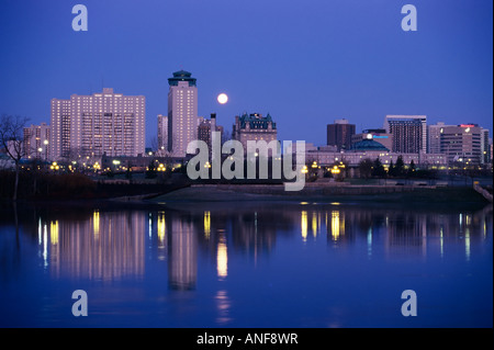 Winnipeg Skyline with the Red River in foreground, Winnipeg, Manitoba, Canada. Stock Photo