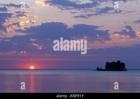 Sunset on Clearwater Lake, Clearwater Provincial Park, Manitoba, Canada. Stock Photo