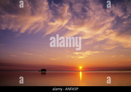 Sunset on Clearwater Lake, Clearwater Provincial Park, Manitoba, Canada. Stock Photo