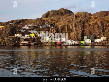 Houses on cliff, The Narrows, St. John's, Newfoundland, Canada Stock Photo