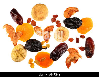 Mix dry fruit isolated on white background Stock Photo