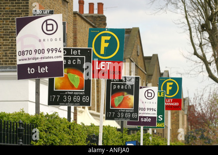 Estate Agents Sales Signs London Stock Photo