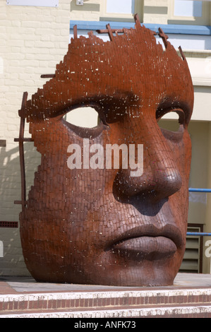 'Bulkhead' sculpture by Rick Kirby in its former position (2003-2009) outside the previous Marlowe Theatre in Canterbury Kent Stock Photo