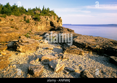 The rugged Georgian Bay shoreline at Indian Head Cove, Bruce Peninsula National Park, Ontario, Canada. Stock Photo