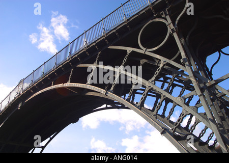 Ironbridge Telford Shropshire the first iron bridge in the world was built by Abraham Darby III and crossed the River Severn Stock Photo