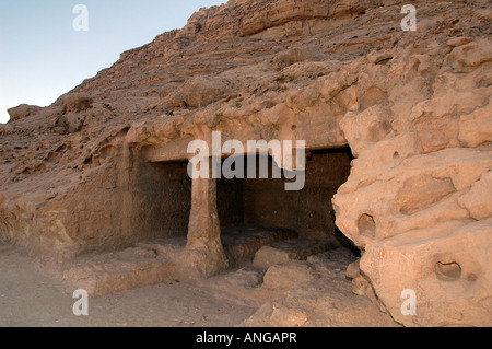Entrance to Saqet III tombs at Beni Hassan or Bani Hasan Ancient Egyptian cemetery site 21st - 17th centuries BCE near the town of Minya Egypt Stock Photo