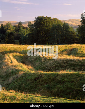 Defensive earthworks at Ardoch Roman Fort, Braco, Perth and Kinross, Scotland, UK Stock Photo