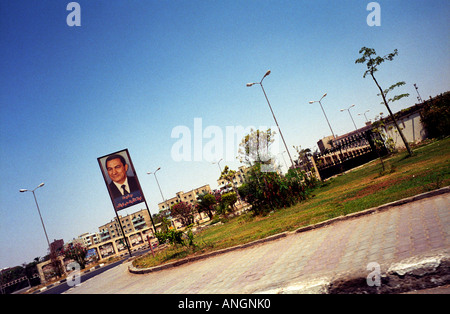 EGYPT SUEZ ON THE SUEZ CANAL POSTER OF PRESIDENT HOSNI MUBARAK  2006 Stock Photo