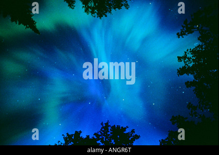 Northern lights or aurora borealis, Tilton Lake, Sudbury, Ontario, Canada. Stock Photo