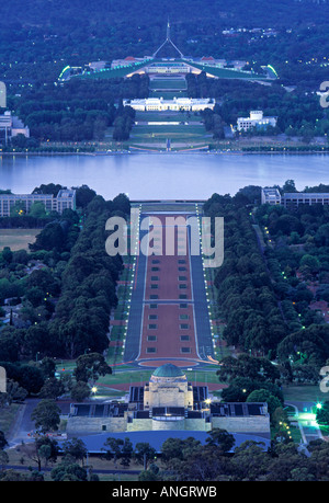 Anzac Parade & Parliament Buildings, Canberra, ACT, Australia Stock Photo