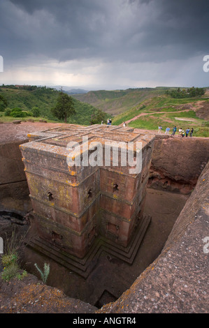 Sunken Rock Hewn church of Bet Giyorgis, (St. George), Lalibela, Ethiopia Stock Photo