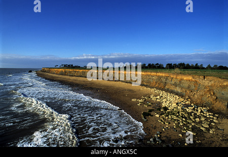 Coastal erosion at East Lane Bawdsey, Suffolk, UK Stock Photo