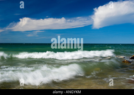 Clouds and waves on Clearwater Lake, Clearwater Lake Provincial Park, Manitoba, Canada. Stock Photo