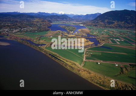 Aerial, Hatlic Lake, Fraser River, British Columbia, Canada. Stock Photo