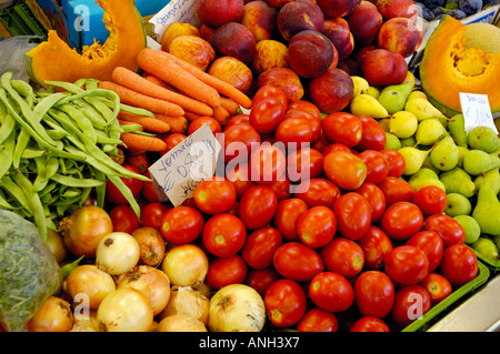 Fruit and Vegetable Market, Olhao, Algarve, Portugal Stock Photo