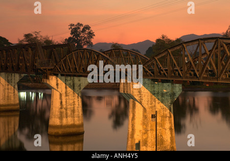 Bridge on the River Kwai over Mae Nam Khwae Noi, Kanchanaburi, Thailand Stock Photo